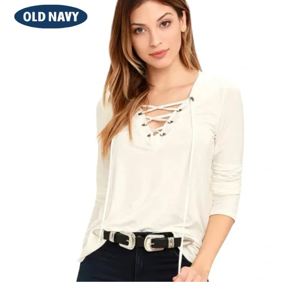 Old Navy Tops Old Navy Relaxed Laceup Marinerknit Top For